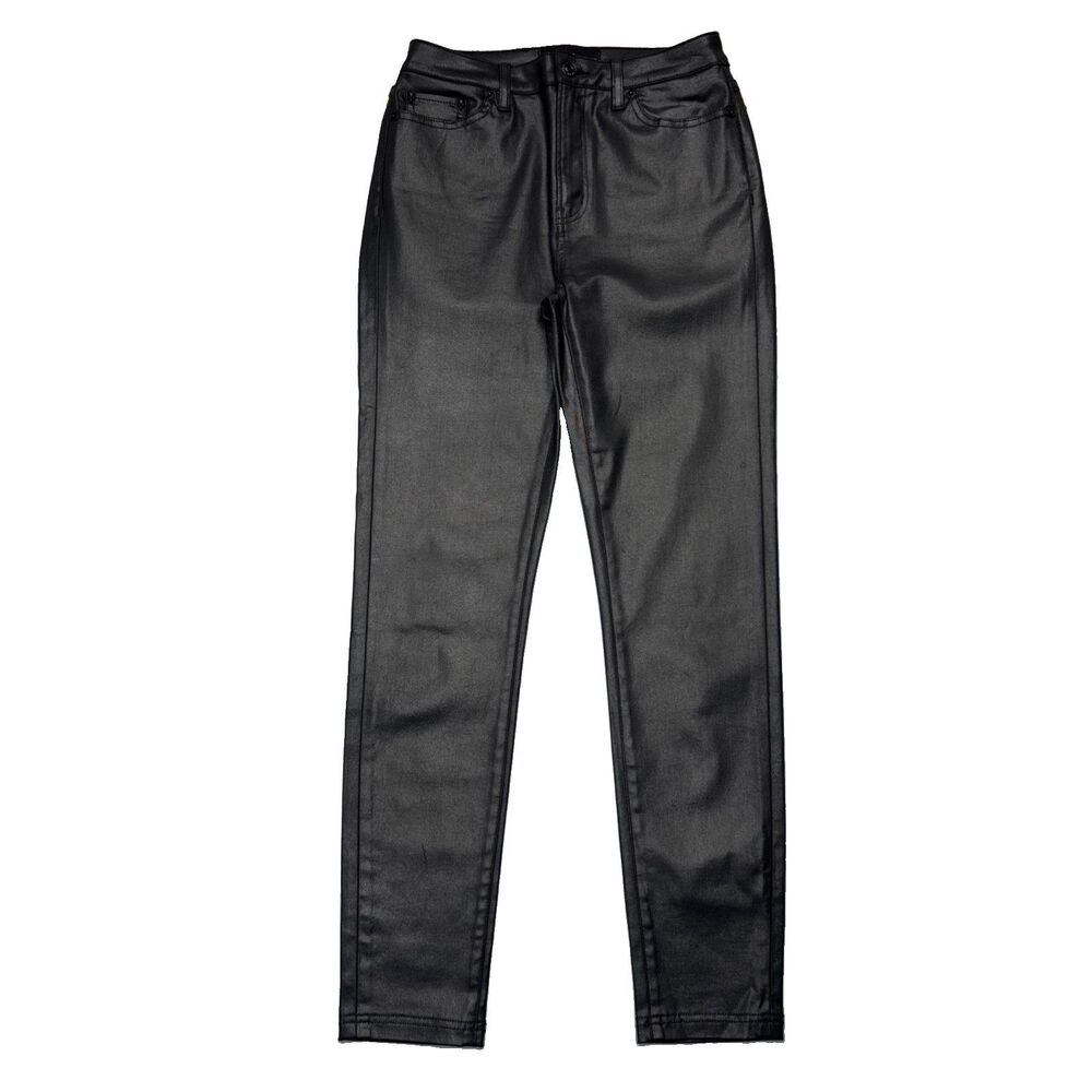 The Kooples Franky Coated Black Rocker Skinny Pants Stretch - Size 27 (27x27)